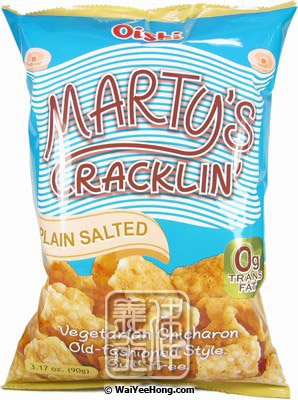 Marty's Cracklin' Vegetarian Chicharon (Plain Salted) (上好佳油爆素豬皮) - Click Image to Close